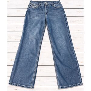 Christopher & Banks Women Blue Straight Leg Jeans Embellished Pockets 16 - 2042